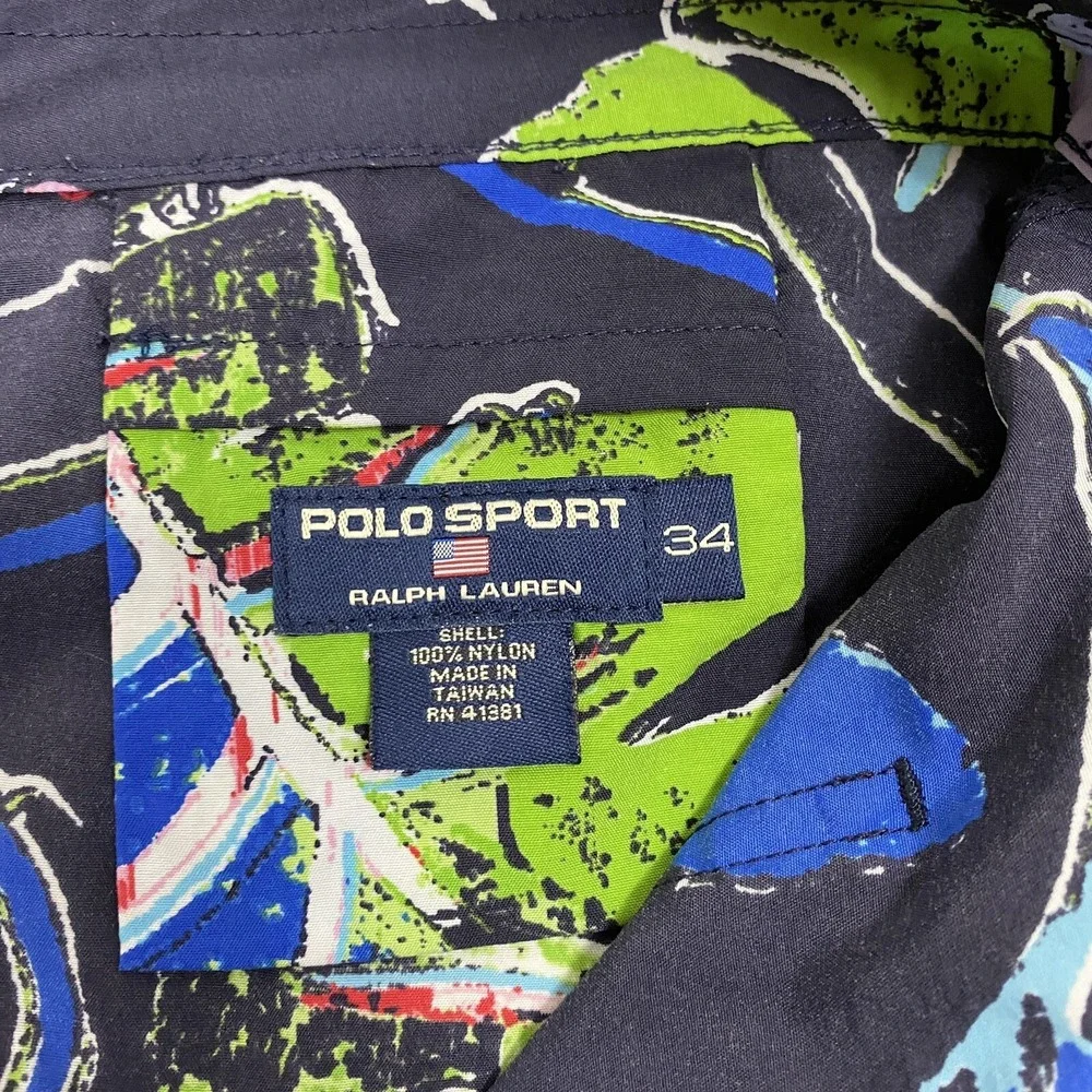 Polo Sport Ralph Lauren Board Shorts 34 Blue Floral Hawaiian Swim Trunks Pocket